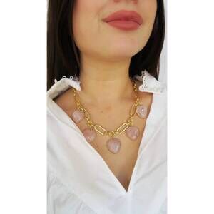 NEW ACCESSORY CONCIERGE lovers lane charm necklace in pink